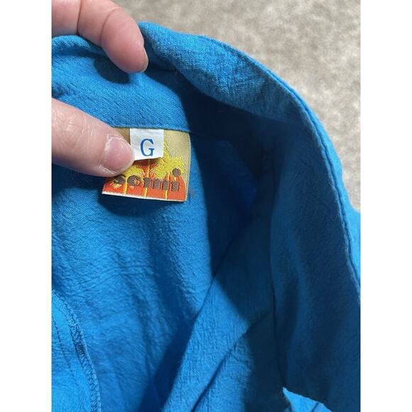 Somi Shirt Sz Large Embroidery Short Sleeve Blue Vintage 90s Grandpacore Men’s - Picture 3 of 9